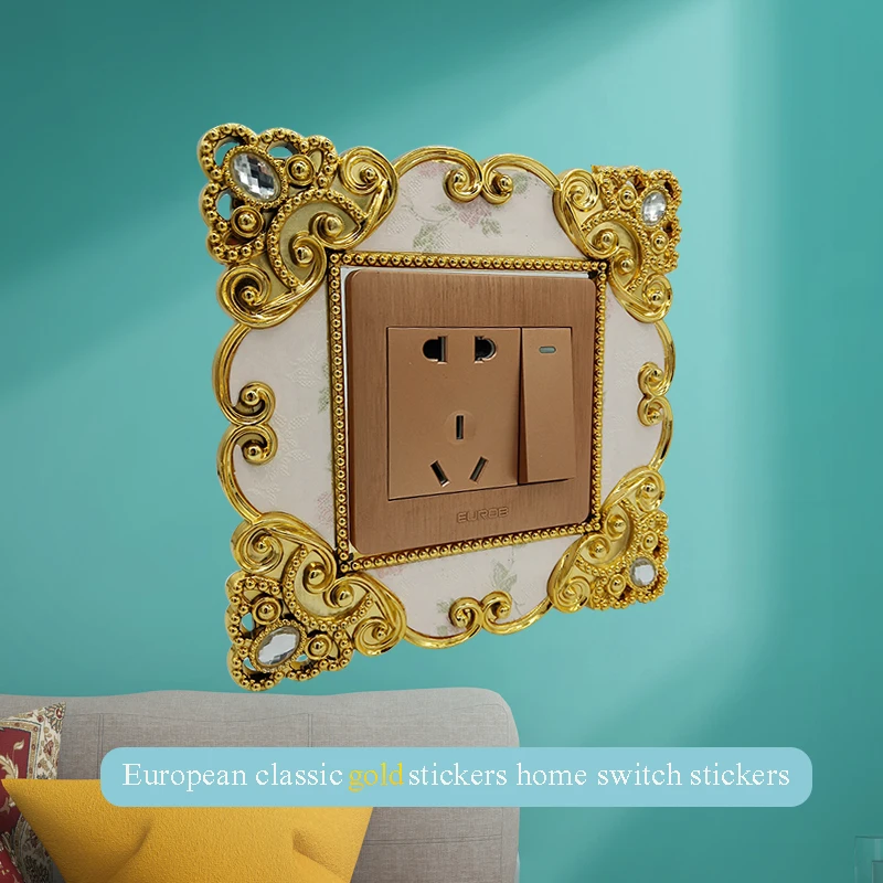 

2021 European style dustproof switch stickers decorative stickers bedroom switch protective cover protect the switch around
