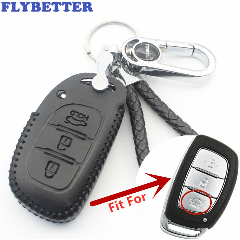 FLYBETTER натуральная кожа 3 кнопки Автозапуск смарт ключ чехол КРЫШКА ДЛЯ Hyundai