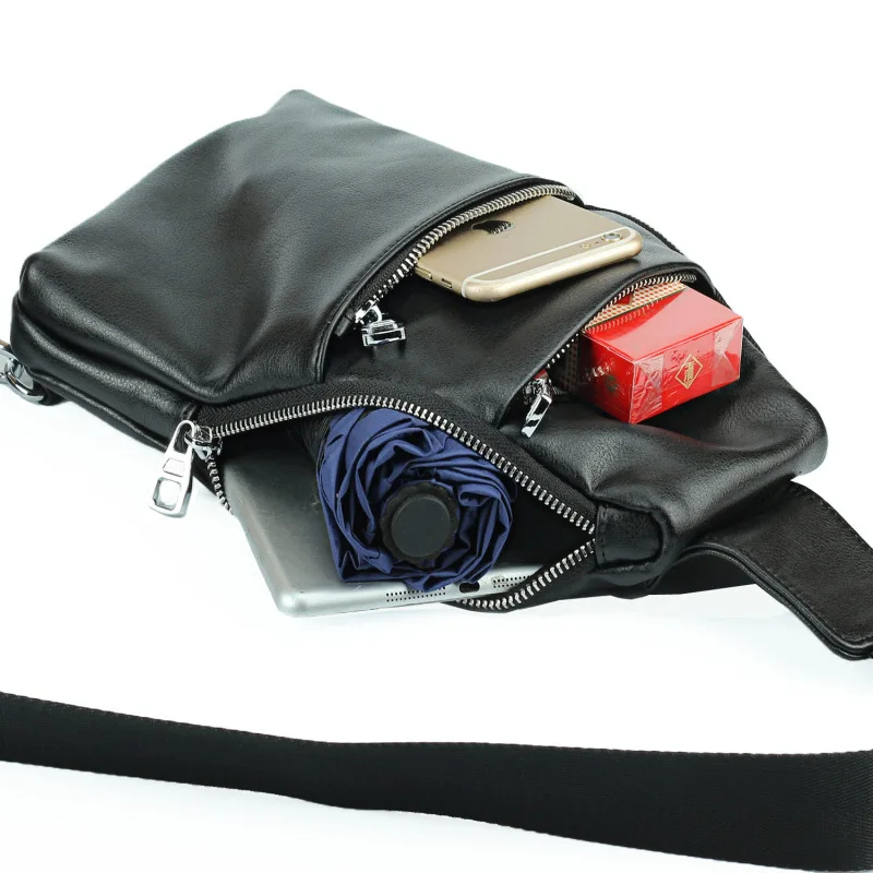 Multi-function Small Sling Genuine Leather Chest Bag Legs Shoulder Bag For Man New Fashion Casual Crossbody Men Messenger Bags
