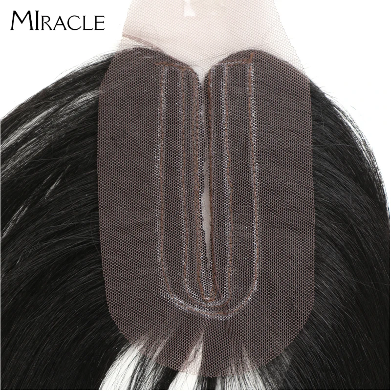 Miracle Long Straight Hair Bundles For Black Women Synthetic Hair Bundles With Closure Weave Hair Extension Straight Bundles