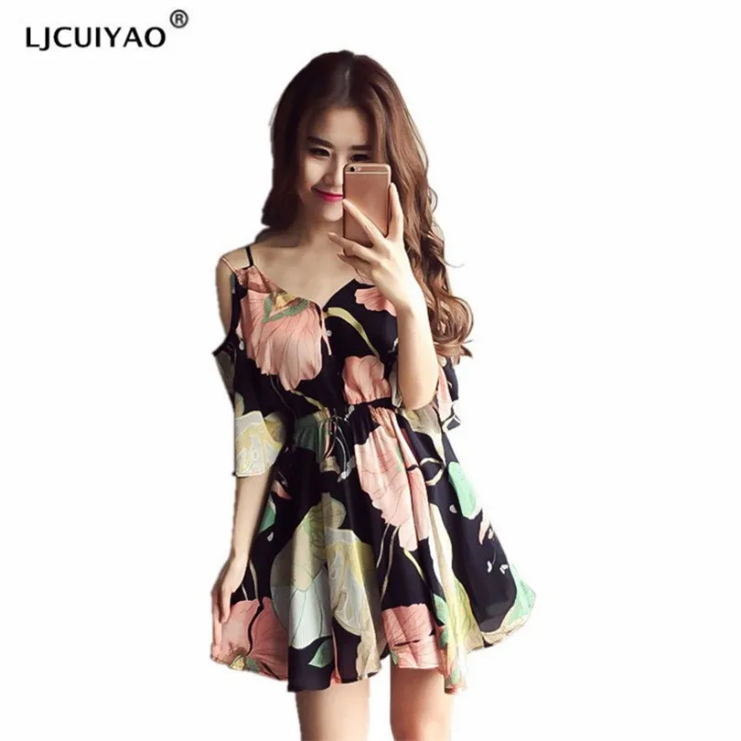 Короткое плиссированное платье LJCUIYAO с открытыми плечами на бретельках шифоновые