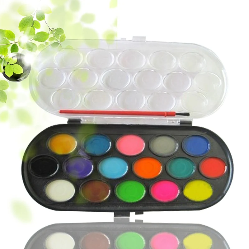 

16 Colors Professional Solid Watercolor Paints Paint Box With Paintbrush Bright Color Portable Sketch Color Art Tool Art Supply