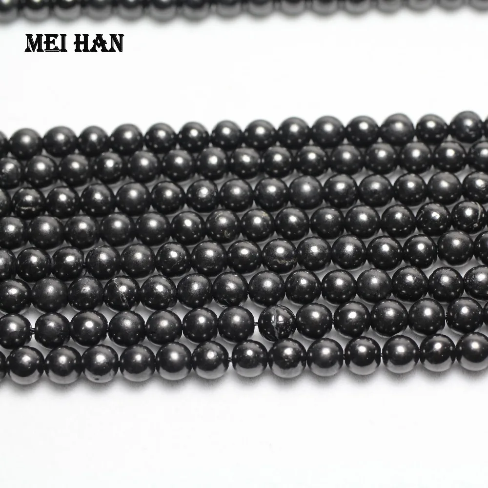 Meihan(1 прядь/комплект) драгоценный натуральный 6 мм Шунгит Гладкий Круглый камень свободные бусины для ювелирных изделий дизайн