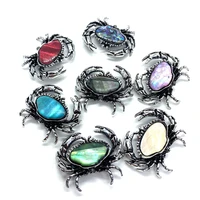 shell inlaid metal crab shape pendant various colors of jewelry fashionable charm diy necklace bracelet anklet accessories