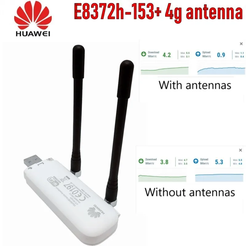 2 шт антенна+ Базовое зарядное устройство) разблокированный huawei E8372h-153 Cat4 WiFi ключ 3g 4G FDD 150 Мбит/с беспроводной модем