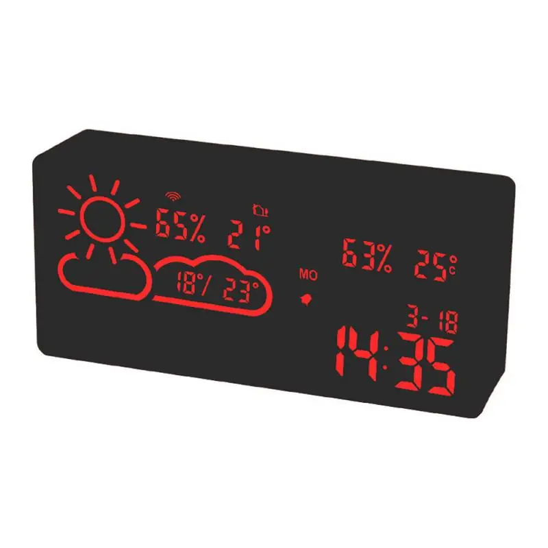 

LED Digital Alarm Clock Radio With Temperature And Humidity Clock APP World Time Weather Forecast Temperature Hygrometer New