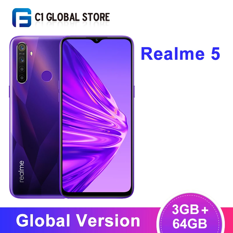 Глобальная версия realme 5 смартфон с восьмиядерным процессором Snapdragon 665 ОЗУ 3 ГБ ПЗУ