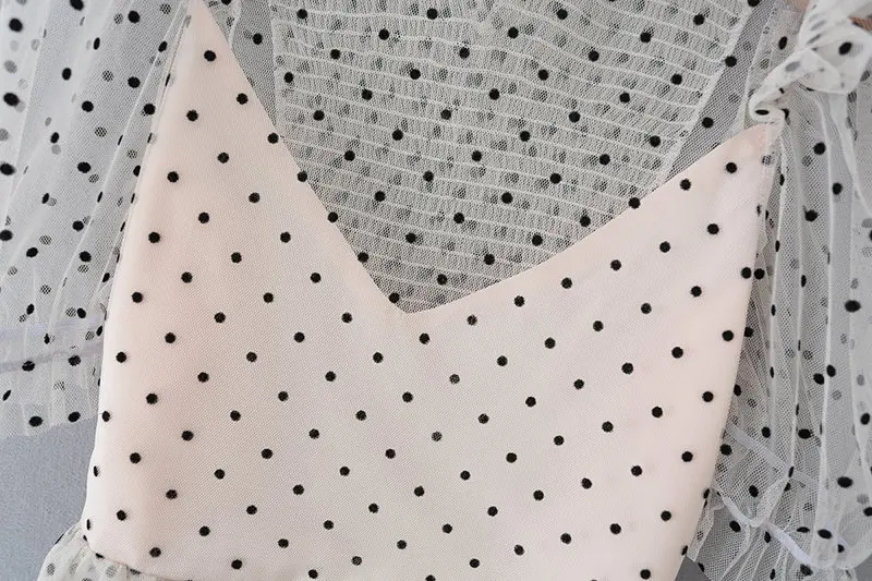 Новинка женские милые плиссированные блузки с оборками в горошек летние