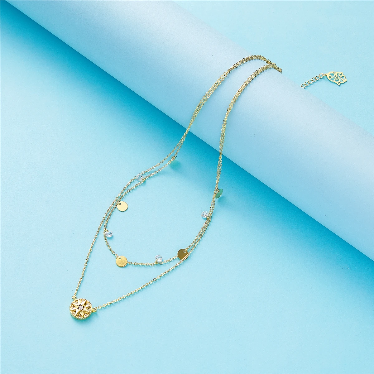 

2021 Jan new design long chain sunlight double strand jewelry women fashion necklace fine jewelry sets wedding gold jewelry sets