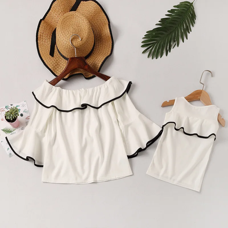 PPXX/женская футболка для девочек Футболка с оборками и открытыми плечами мамы