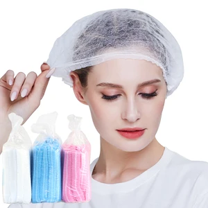 100Pcs/Bag Disposable Hair Shower Cap Non-woven Pleated Anti Dust Hat Set Women Men Bath Caps Hair Salon Beauty Accessories