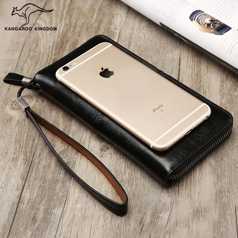 Модные мужские кошельки KANGAROO KINGDOM из спилка длинный мужской клатч кошелек для