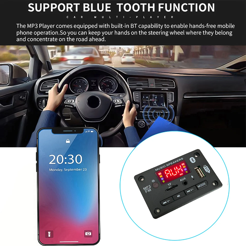 Mp3 плеер оптом декодер плата громкой связи 5 в 12 В Bluetooth 0 автомобильный FM