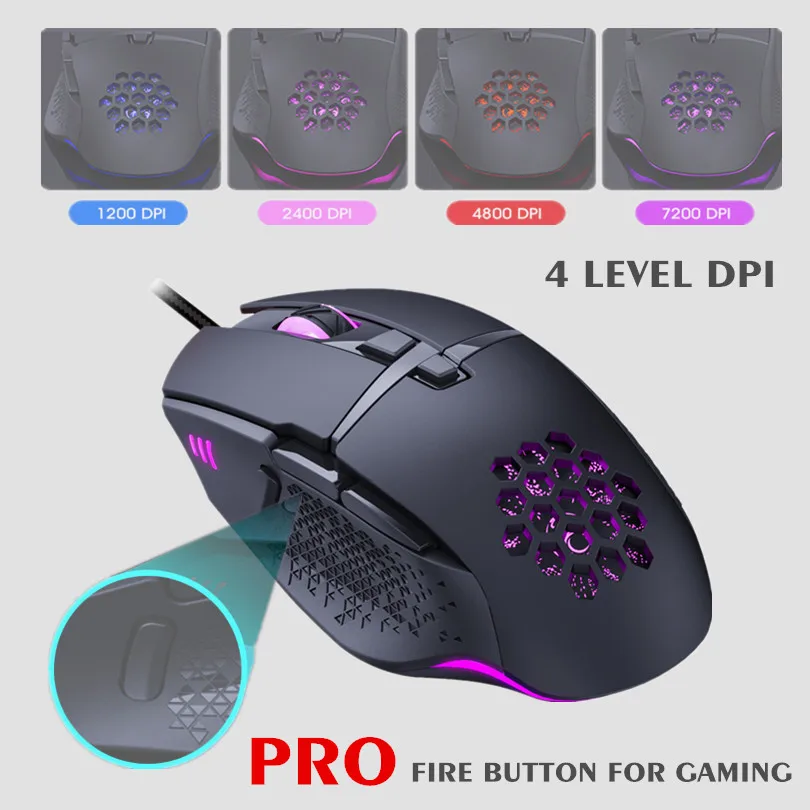 

Wired LED Gaming Mouse 7200 DPI Computer Mouse Gamer USB Ergonomic Mause With Cable For Laptop RGB optical Mice With Backlit