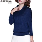 Блузка Женская Блестящая с длинным рукавом, элегантная рубашка с блестками, модная уличная одежда в Корейском стиле