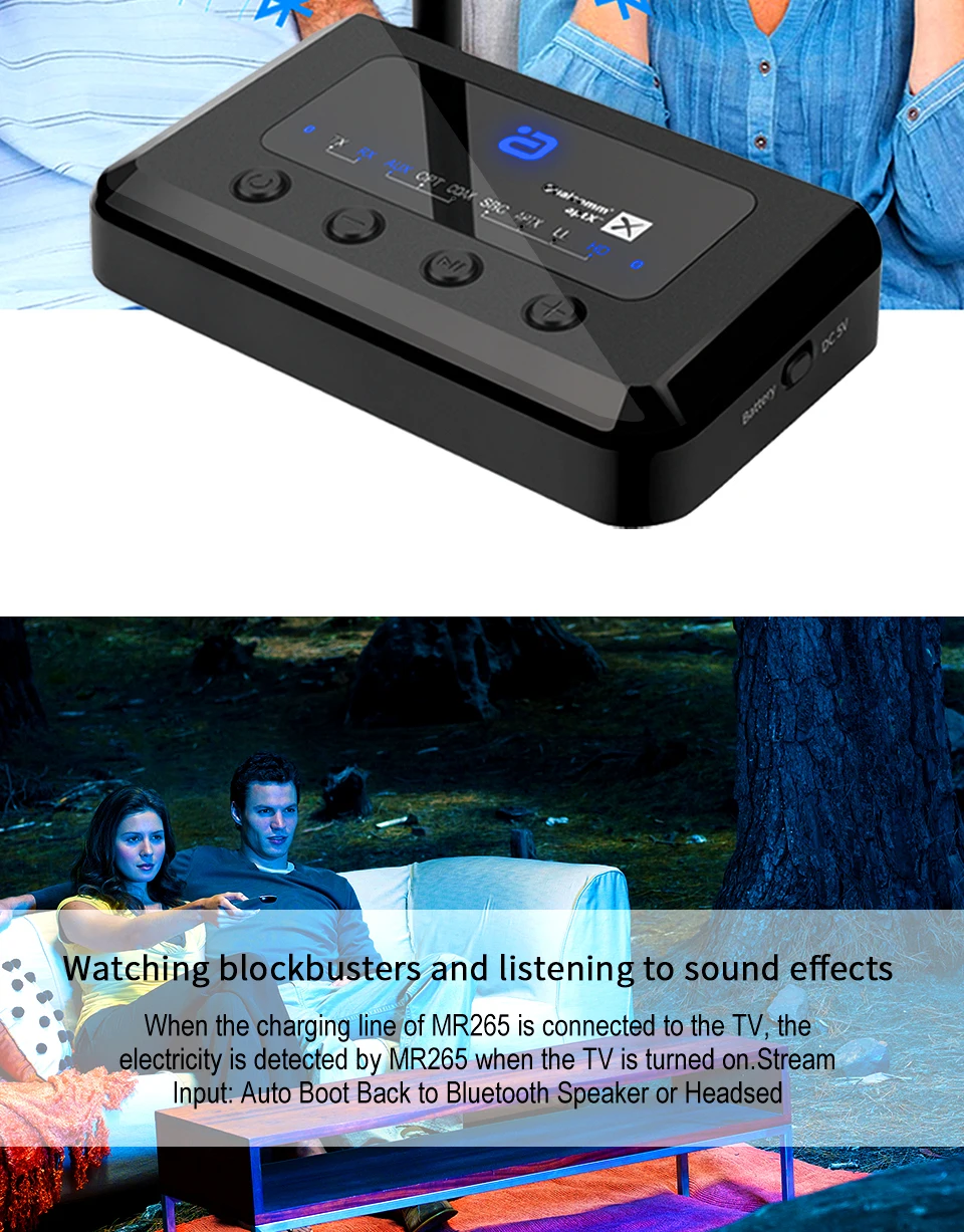 Для MR265 Bluetooth 5 0 HD аудио приемник передатчик AptX LL 2 в 1 адаптер для ТВ динамик ПК