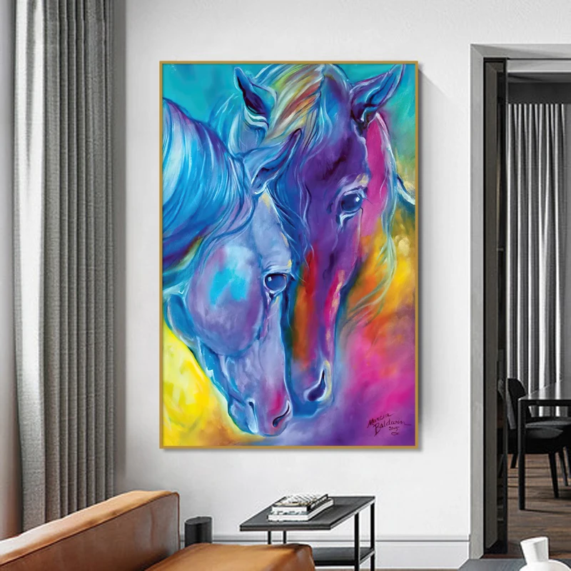 

Canvas Art Horse Posters and Prints Living Room Animals Oil Painting Wall Art Modern Picture Room Interior Decoration for Home