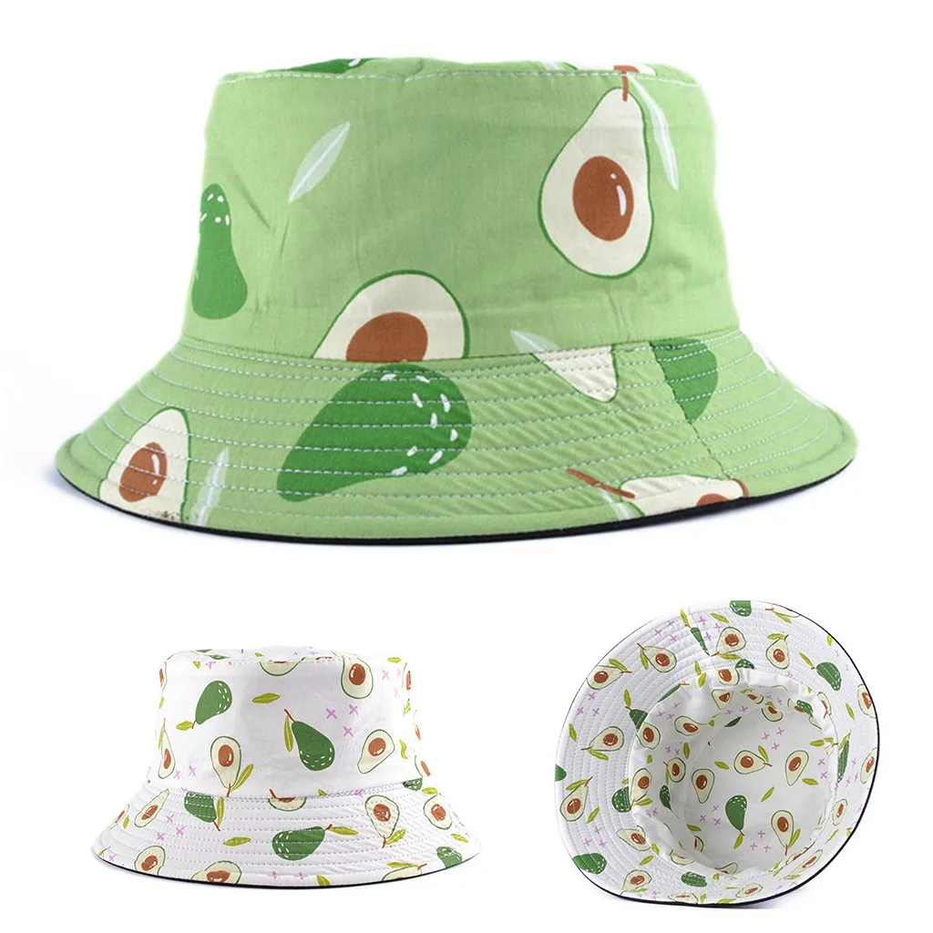 Двусторонняя Панама с принтом авокадо летняя женская и мужская шляпа в рыбацком