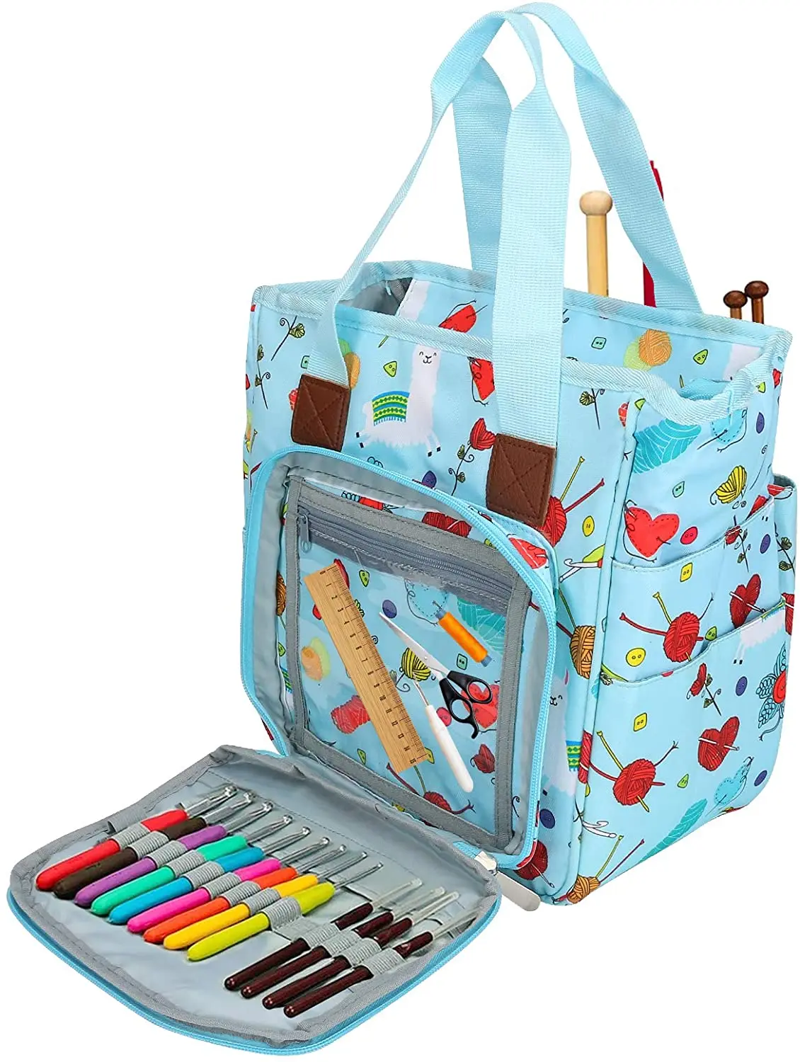 Сумка для вязания сумка хранения вязальной пряжи с большим количеством места и