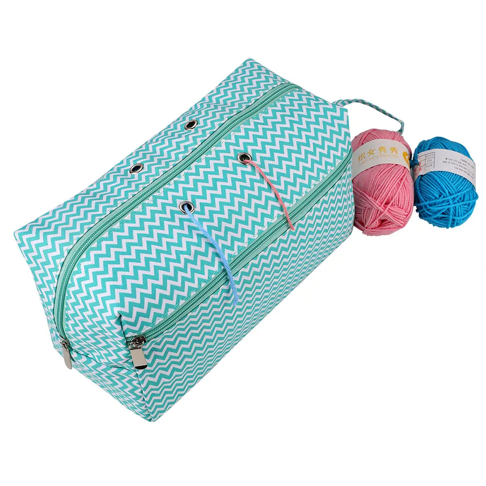 

Rectangle Knitting Bag Green Color Knitting Needle Yarn Storage Container with Holes Durable Sewing Accessories Crochet Bag