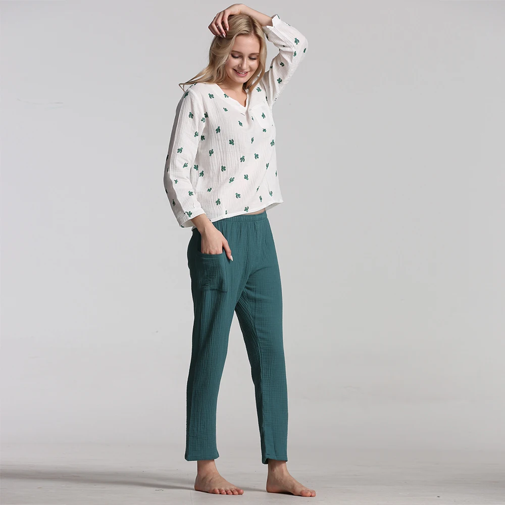 Женская Пижама хлопок женские пижамы хлопковые пижама с длинными рукавами новый