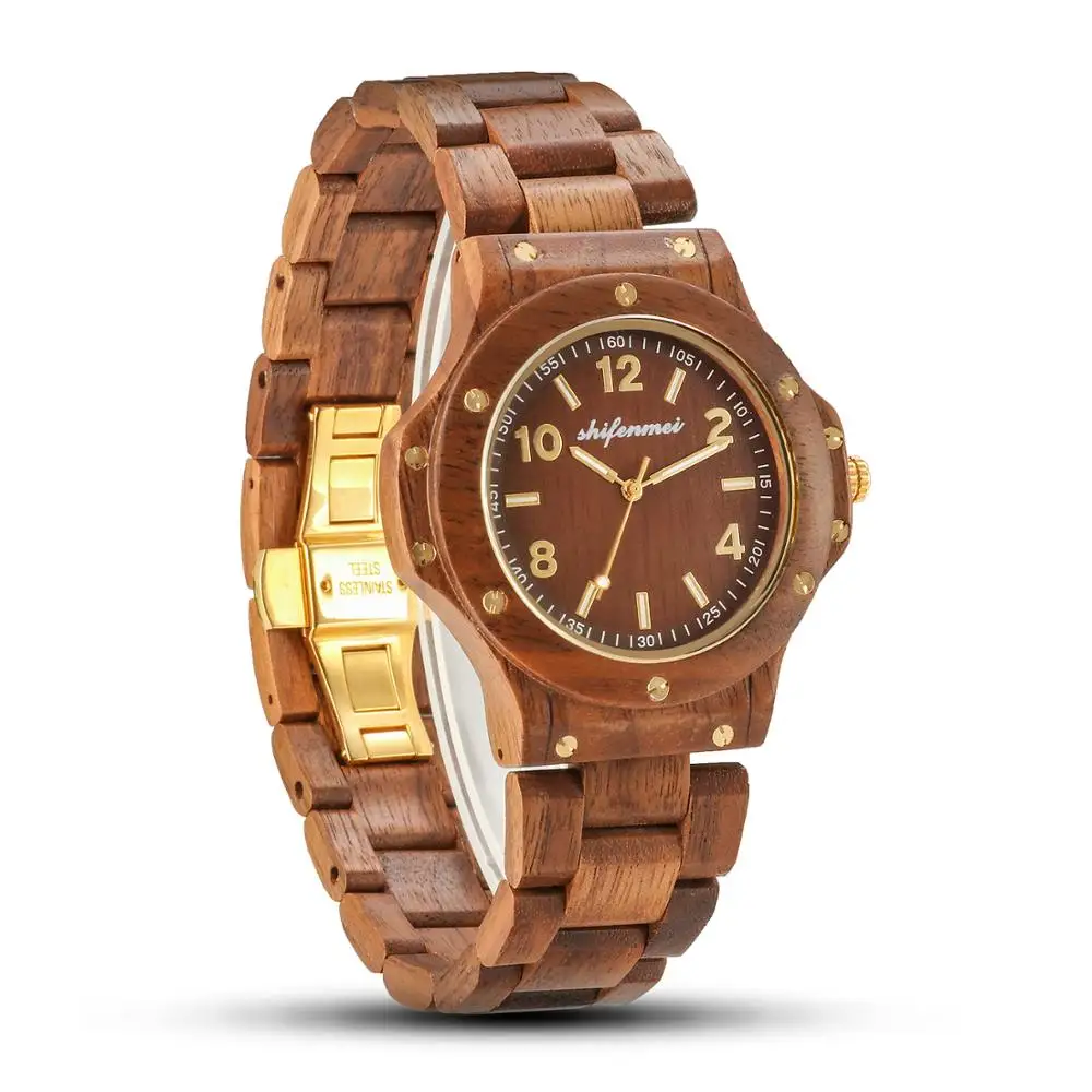 

Shifenmei Watches Men's Watch Modern Quartz Wristwatch Analog Nature Wood Fashion Mens Clock Relogio Feminino