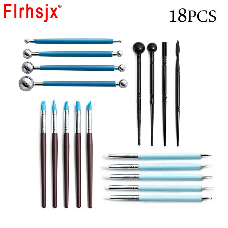 

18pcs Polymer Clay DIY Tools Clay Sculpting Kit Sculpt Smoothing Wax Carving Pottery Ceramic Shapers Modeling Carved Tools