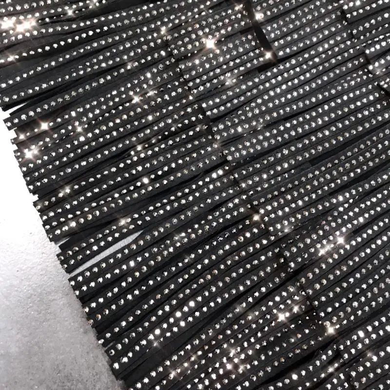 2021 Новинка весны с перфорацией и стразы бахромой платье для танцев поясом Для