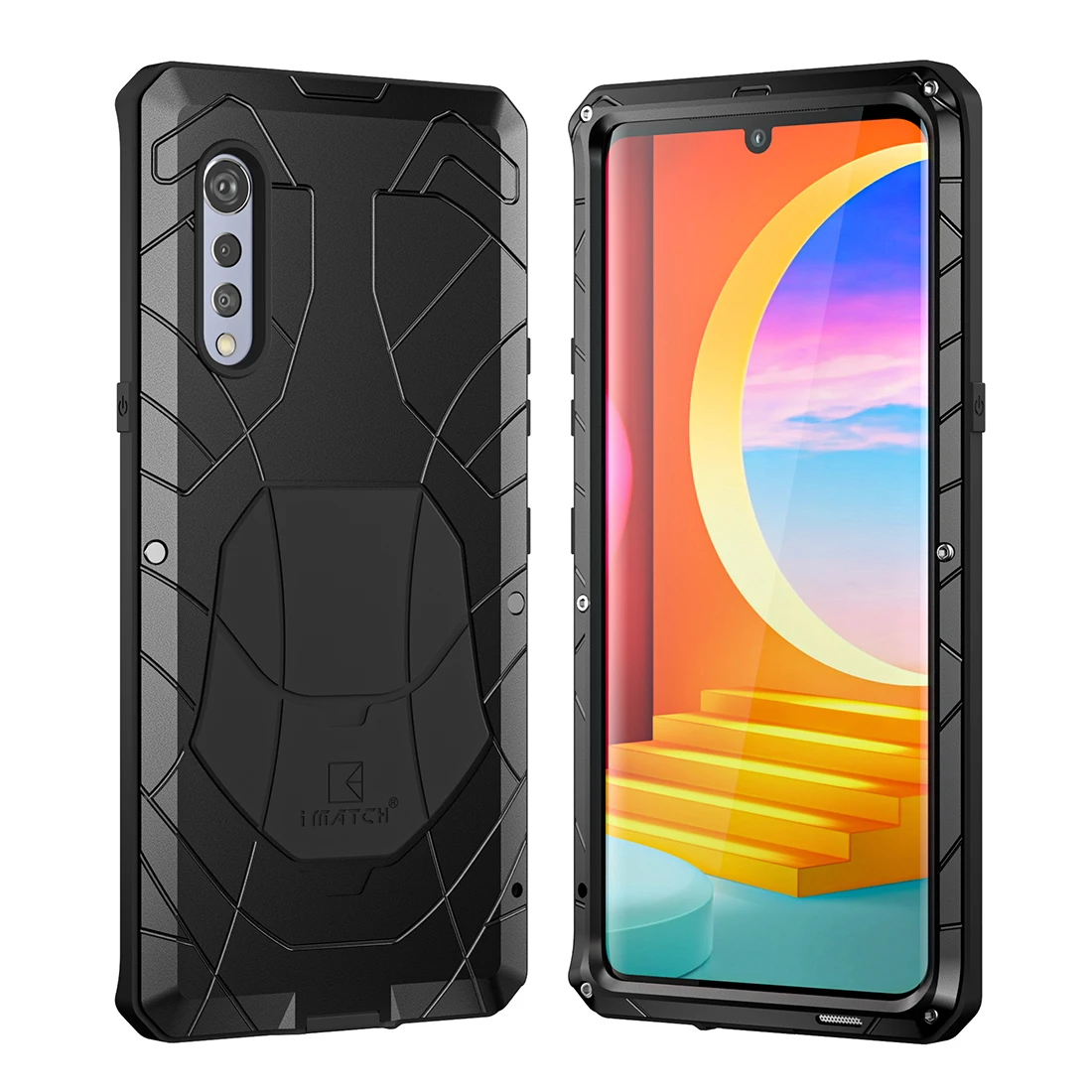 For LG Velvet Case with Tempered Glass Heavy Duty Protection Armor Shockproof Hard Aluminum Metal LG Velvet Phone Cases