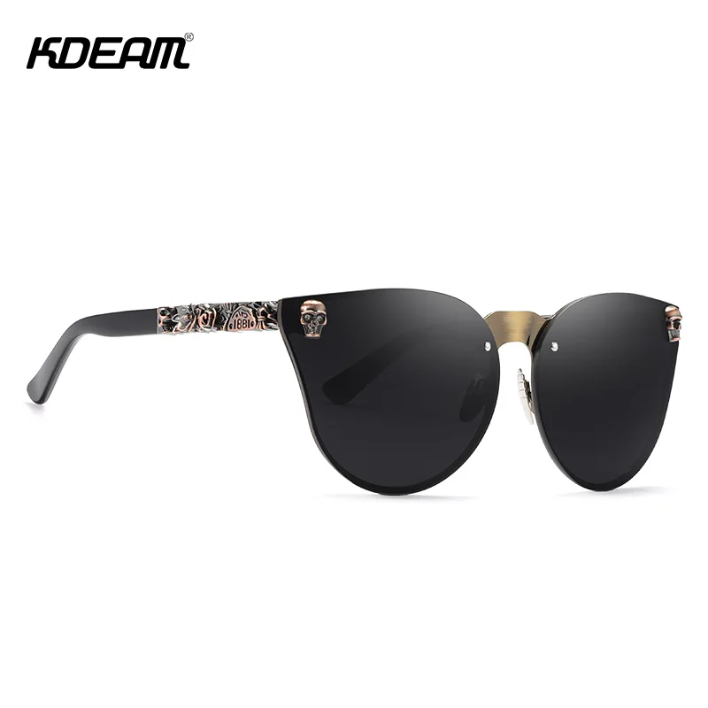 KDEAM Винтаж солнцезащитные очки кошачий глаз Skull Для женщин стимпанк кресло