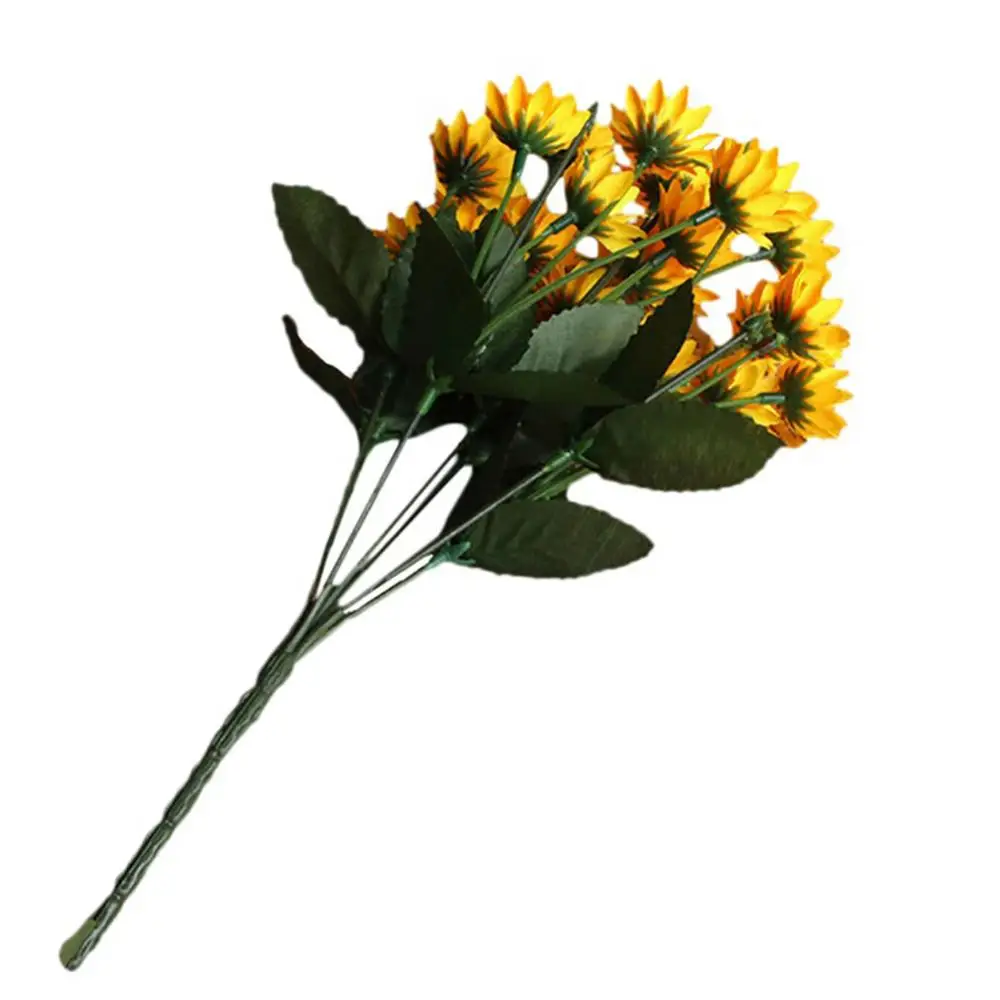 

1 Bouquet 15 Heads 7 Branches Summer Artificial Faux Silk Sunflower Home Party Decor DIY Small Craft Fake Flower Wedding