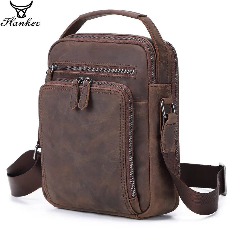 Винтажная мужская сумка через плечо из натуральной кожи Крейзи Хорс| |