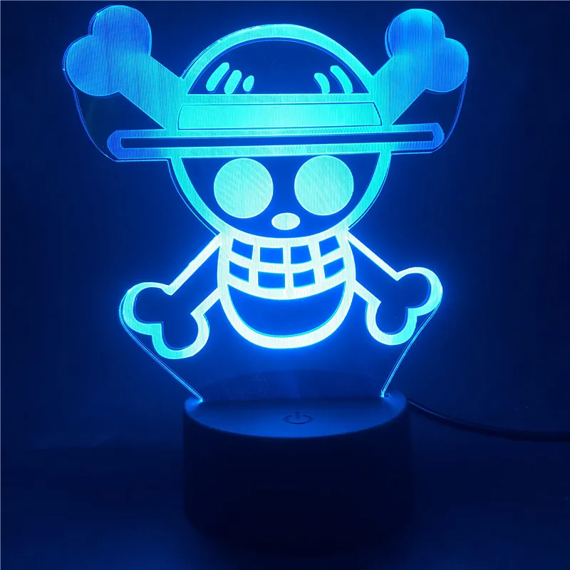 

Anime ONE PIECE Logo Acrylic 3d Light for Kids Night Light Led 7 Color Change LED Table Nightlight Child Bedroom Decor 3D Gifts