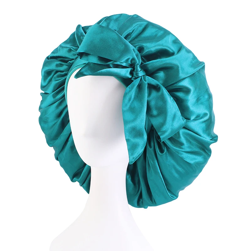

High Quality Super Sleep Cap Large Satin Night Sleep Hat satin bonnet Wide-brimmed High-elastic Headband With Night Cap