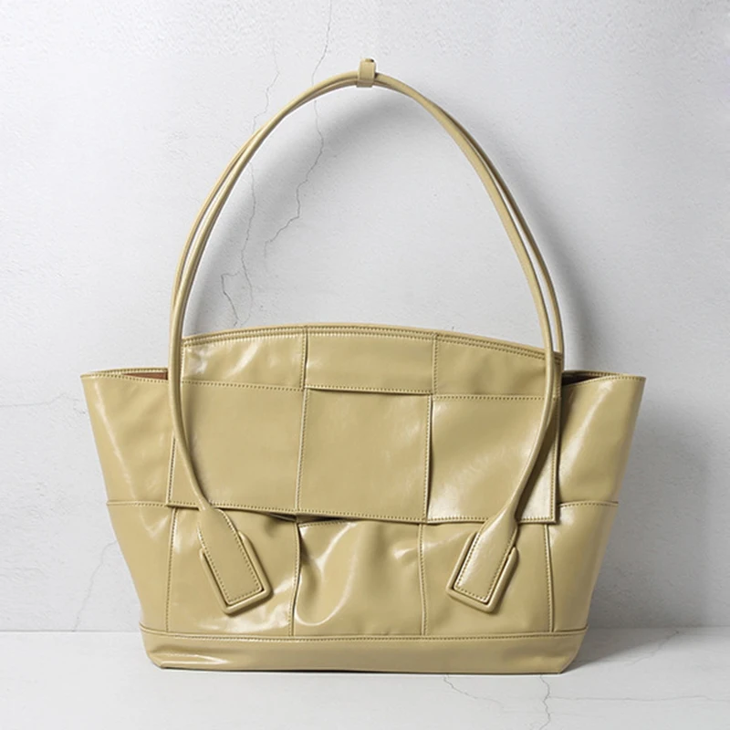 

Сумка-тоут женская из натуральной воловьей кожи, мягкий саквояж на плечо, Плетеный вместительный саквояж для покупок