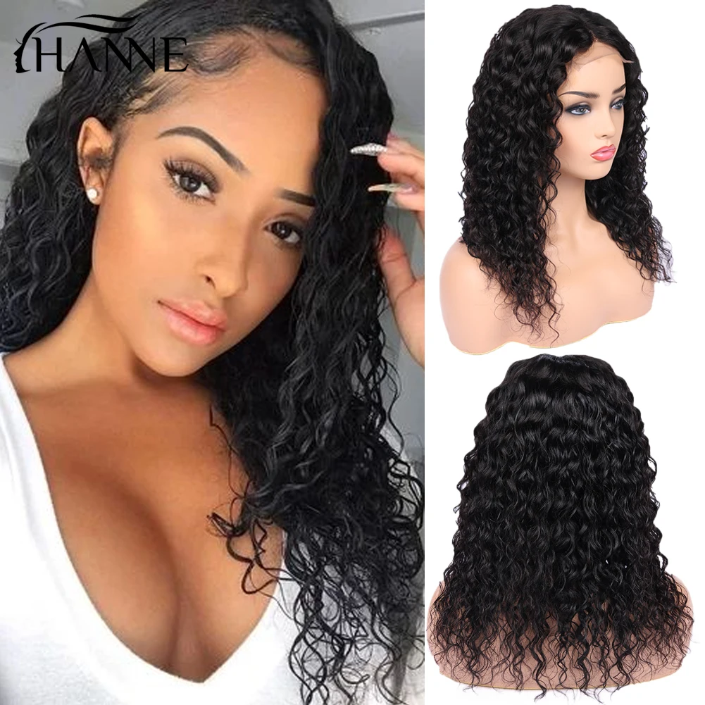 Волна воды 4*4 бразильский Remy человеческих волос Закрытие парик шнурка 3 части