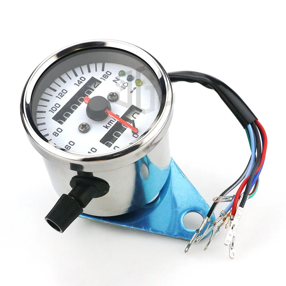 Sliver Мотоцикл светодиодный свет подсветка двойной одометр Ретро Спидометр калибровочный Тахометр универсальный велосипед инструмент для Harley Kawasaki - Цвет: Sliver