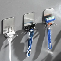 1pc stainless steel razor holder men shaving razor straight stand shelf shaving razor storage rack bathroom hook organizer