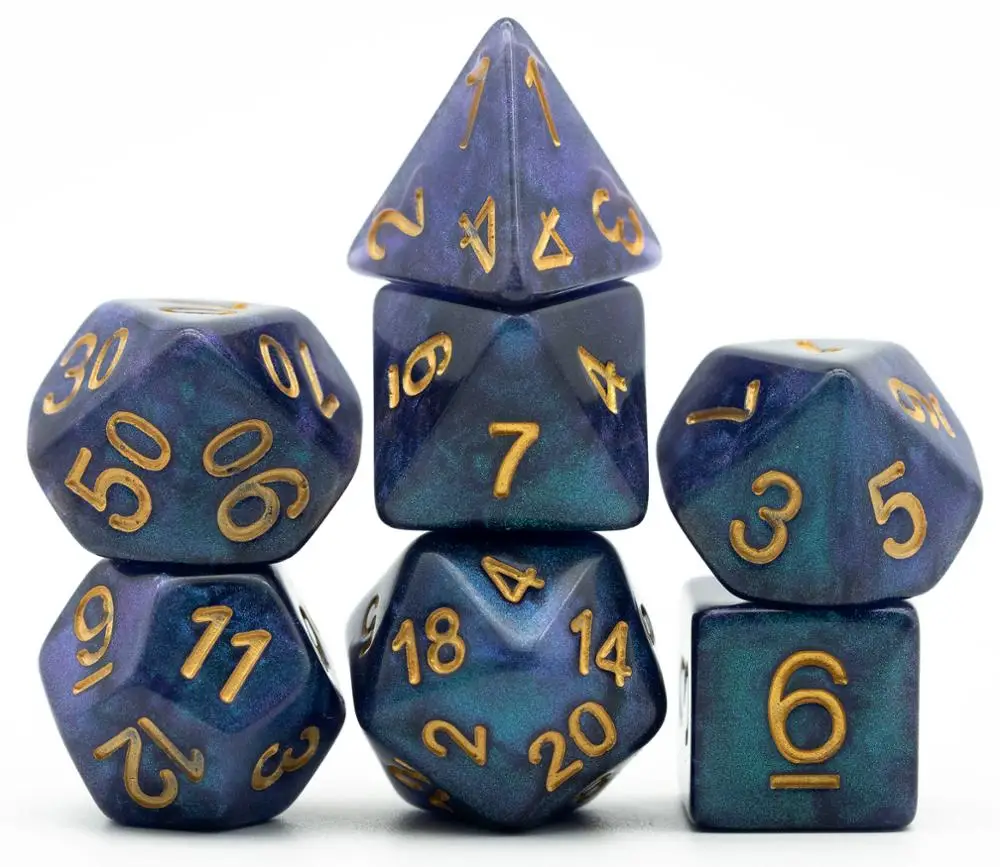 

7pcs/Set Sparkle Galaxy Blue DND Dice D&D Dice D4 D6 D8 D10 D% D12 D20 Polyhedral Games Dice Set for D&D DND MTG RPG