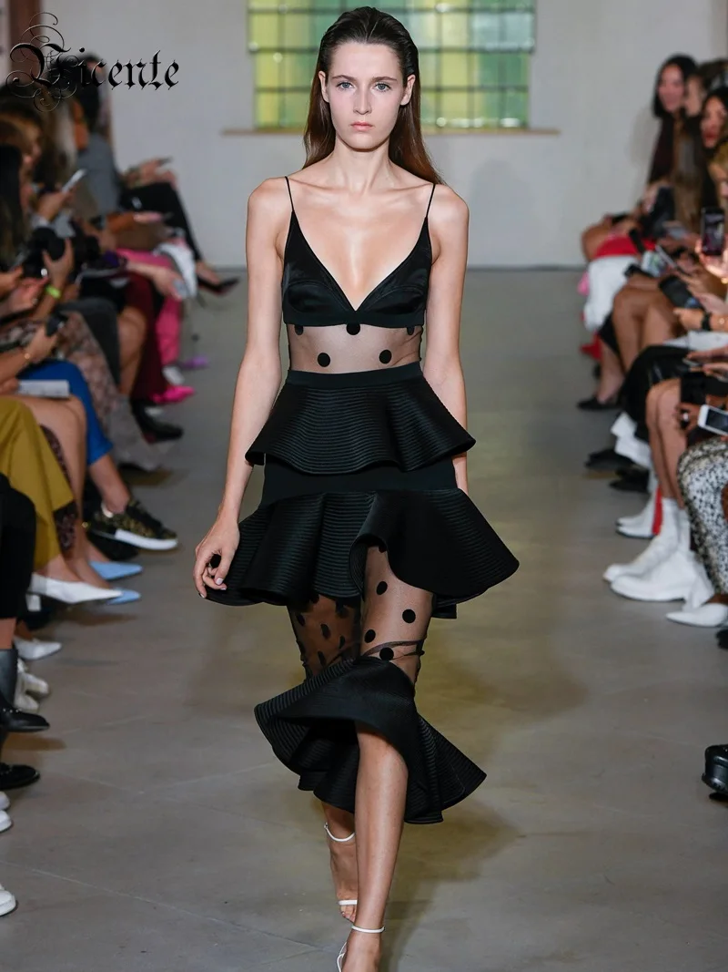 VC Горячая точка сетчатыми вставками Spagehtti на завязках с оборками дизайн