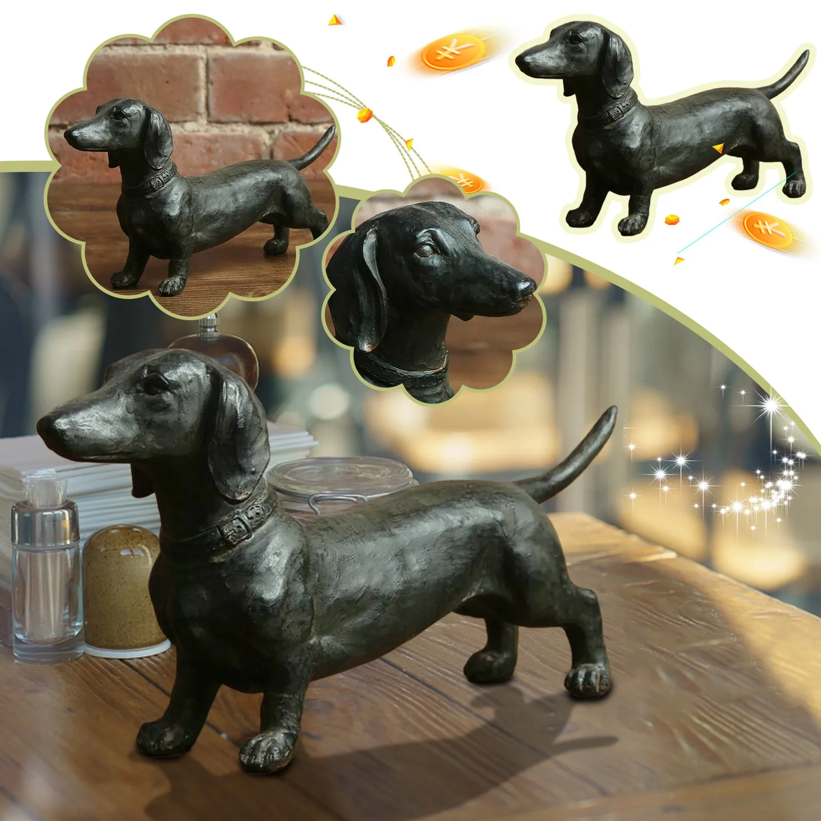 

Creative Resin Sculpture Crafts Dachshund Statue Garden Decor-yard Lawn Resin Dog Sculpture Ornaments Outdoor Indoor Decorations