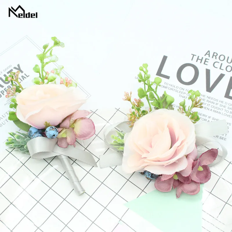 Мелдель красные розы свадебные корсажи и бутоньерки шелковые цветы корсаж