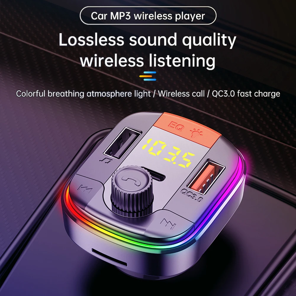 

12 В 24 в беспроводной Bluetooth совместимый автомобильный адаптер 5,0 Быстрая зарядка Mp3 радио плеер адаптер 2 USB быстрое зарядное устройство Подде...