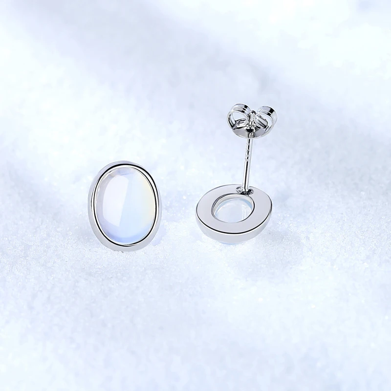 

Fashion Round Opals Stone Simple Earrings 925 Sterling Silver Ladies Stud Earrings For Women Jewelry Valentine Birthday Gifts