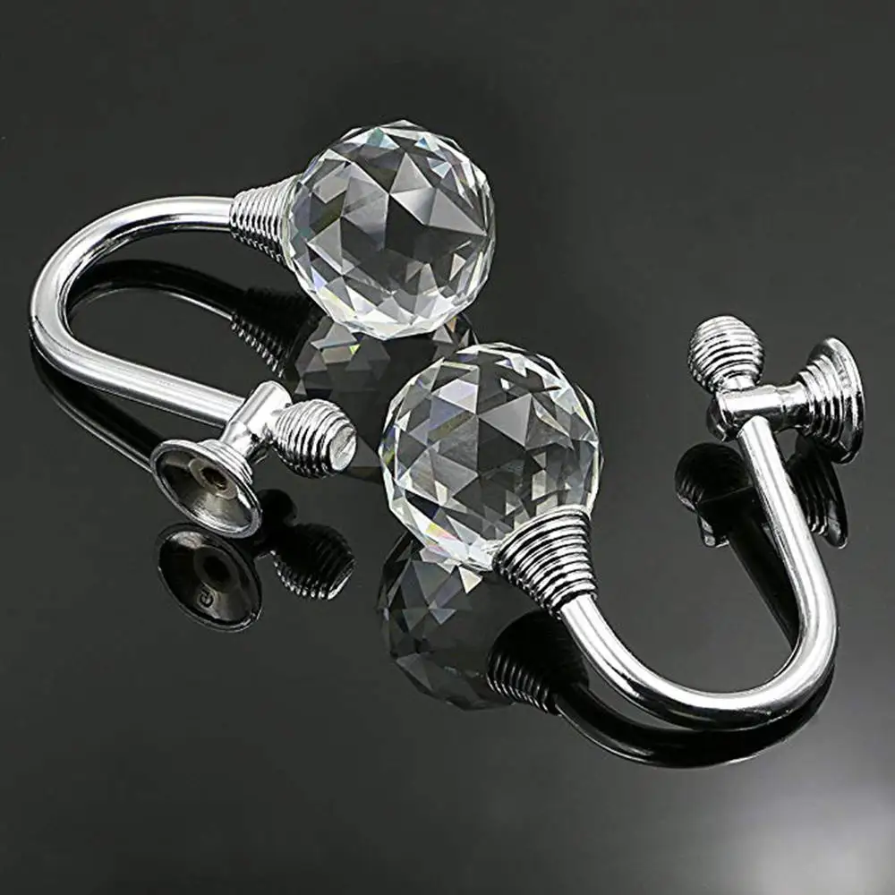 

2Pcs Crystal Ball Curtain Hooks Tiebacks Straps Tassel Brush Hanger Coat Hat Curtain Holder Curtain Accessories Holdback Hook