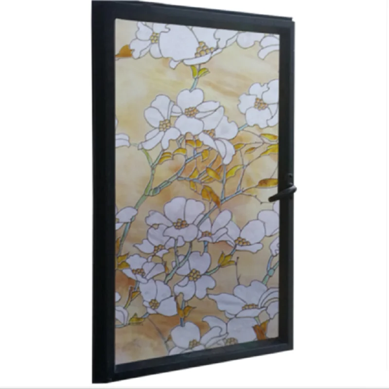 Оконная пленка с изображением магнолии статическая липкая Осенняя защита