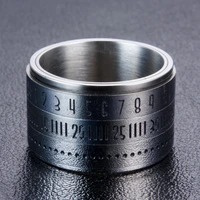 men calendar male ring rotating titanium steel time ring arabic numerals stainless steel jewelry