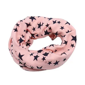 Pink Коллекция года, осенне-зимний длинный теплый детский шарф с принтом со звездой, снуд для улицы, теплый шарф с круглым вырезом для детей, хлопковый шарф с кольцом - Цвет: Pink