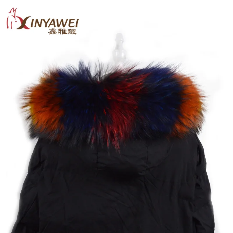 100% кожаный меховой воротник для парки пальто натуральный шарф из енота роскошный