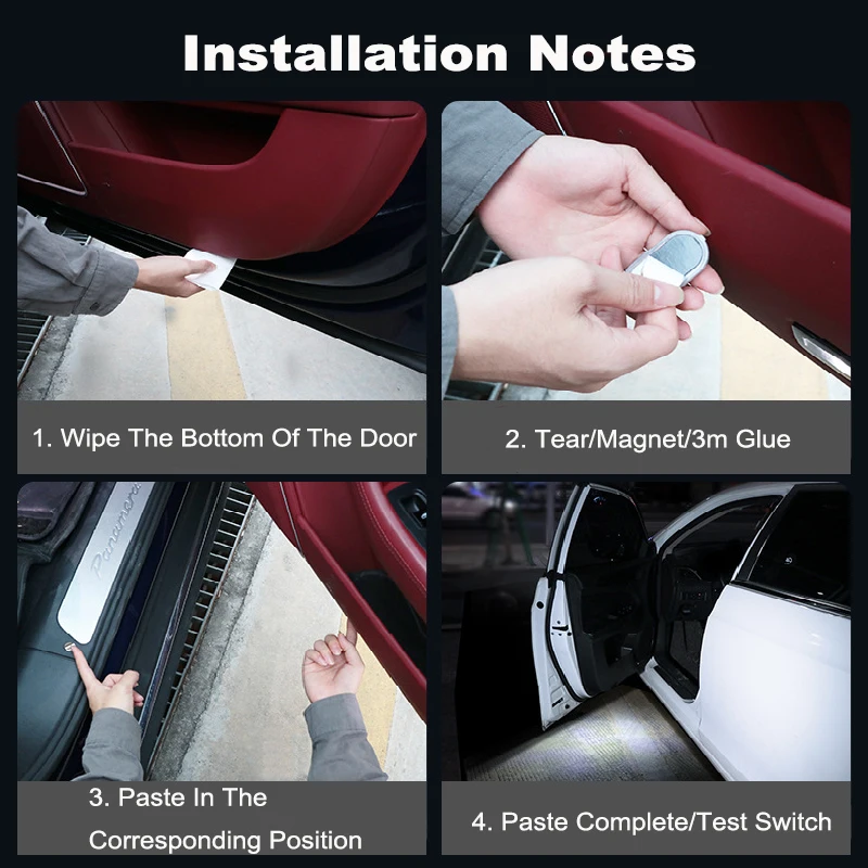 

CARCTR 2/4Pcs Car Openning Door Light USB Charging Wireless Magnetic LED Car Door Welcome Light Safe Anti-collision Signal Lamp